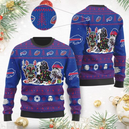 Buffalo BillsI Star Wars Ugly Christmas Sweater Sweatshirt Holiday Party 2021 Plus Size Darth Vader Boba Fett Stormtrooper
