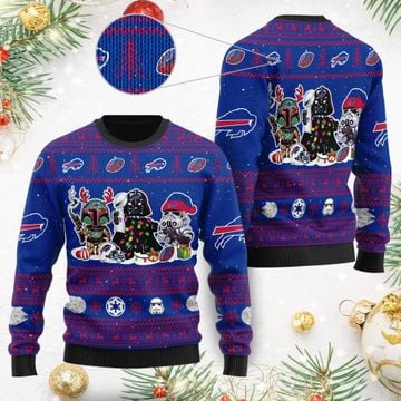 Buffalo BillsI Star Wars Ugly Christmas Sweater Sweatshirt Holiday Party 2021 Plus Size Darth Vader Boba Fett Stormtroopers