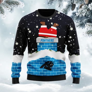 Carolina Panthers NFL Football Team Logo Symbol Santa Claus Custom Name Personalized 3D Ugly Christmas Sweater Shirt For Men And Women On Xmas Days1