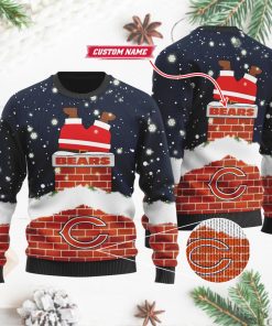 Chicago Bears NFL Football Team Logo Symbol Santa Claus Custom Name Personalized 3D Ugly Christmas Sweater Shirt For Men And Women On Xmas Days