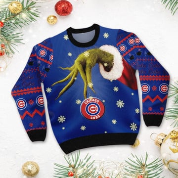 Chicago Cubs MLB Team Grinch Ugly Christmas Sweater Sweatshirt Holiday Party 2021 Plus Size 2