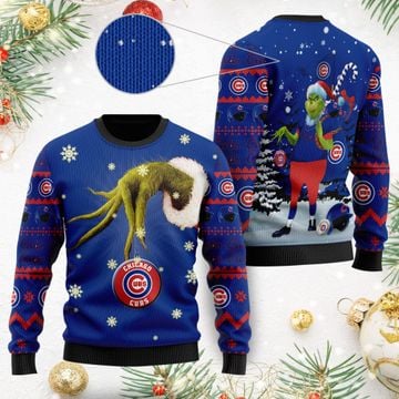 Chicago Cubs MLB Team Grinch Ugly Christmas Sweater Sweatshirt Holiday Party 2021 Plus Size s