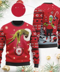Cincinnati Reds MLB Team Grinch Ugly Christmas Sweater Sweatshirt Holiday Party 2021 Plus Size