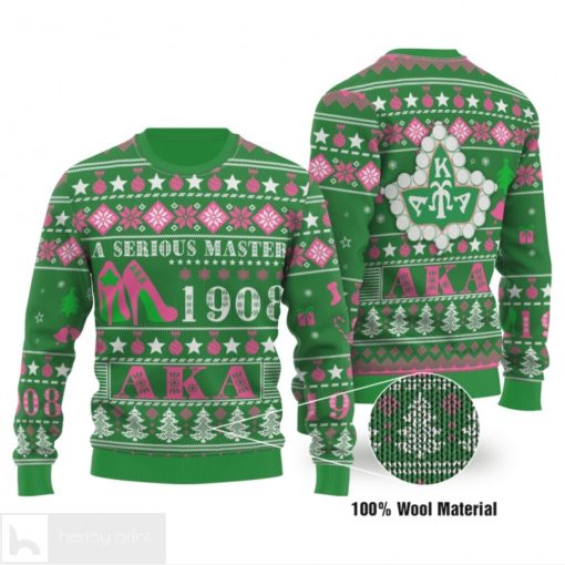 A Serious Master Alpha Kappa Alpha 1908 AKA High Heels Ugly Christmas sweater