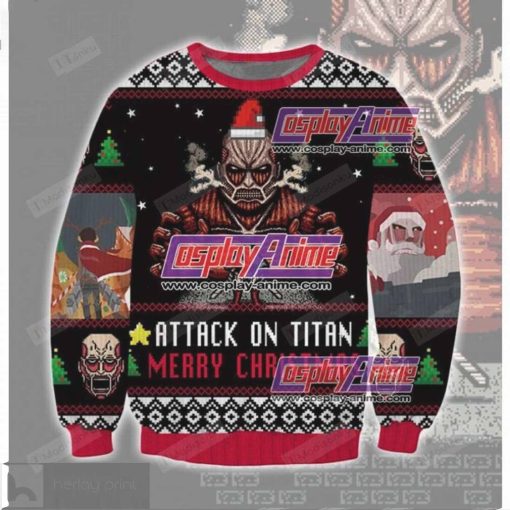 Attack On Titan merry christmas Colossal claus ugly christmas sweater