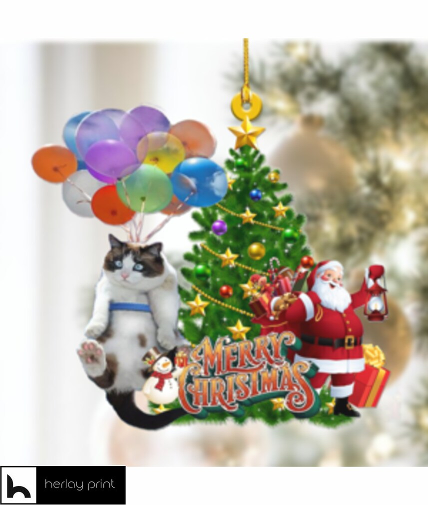 Balloon Cat And Christmas Tree