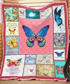Be Stronger Butterfly Quilt Blanket