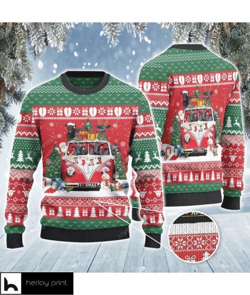 Black Angus Cattle Lovers Christmas Van All Over Print Sweater