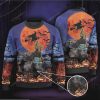 Black Angus Cattle Lovers Halloween Moon All Over Print Sweater