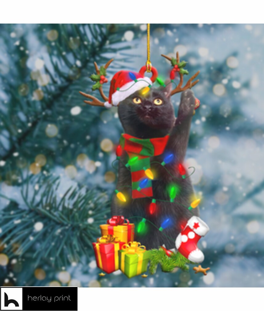 Black Cat Christmas Shape Ornament