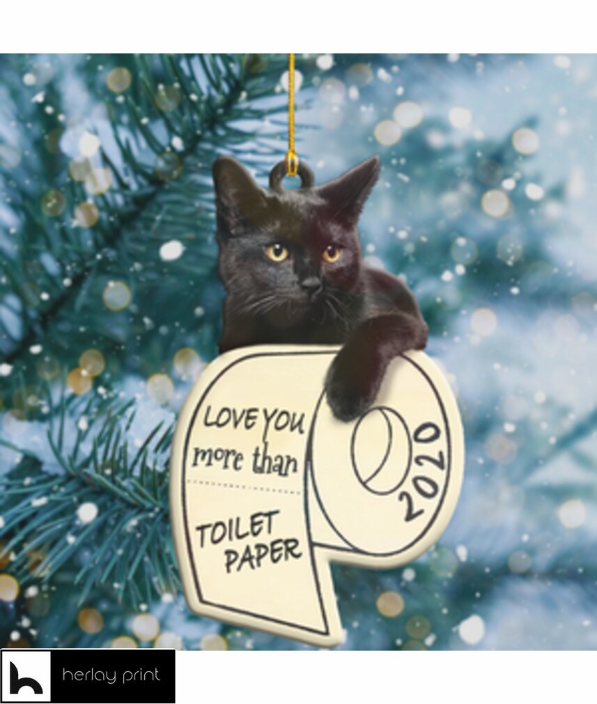 Black Cat   Love You Shape Ornament