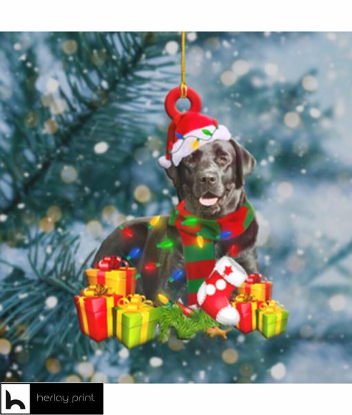Black Labrador Light Christmas Shape Ornament