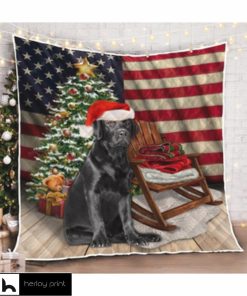 Black Labrador Retriever Christmas American Quilt Blanket