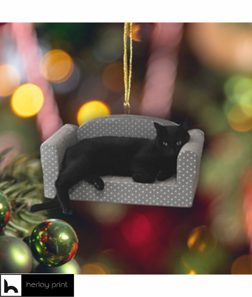 Black cat make me happy merry christmas   Ornament
