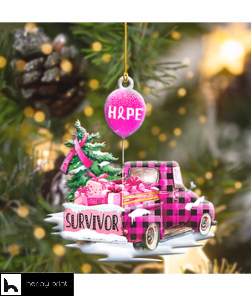 Breast Cancer   Pink Truck Shape Ornament