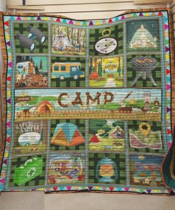 Camping and fishing Quilt Blanket