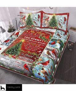 Cardinal Quilt Bed Set My Angel Husband Merry Christmas In Heaven