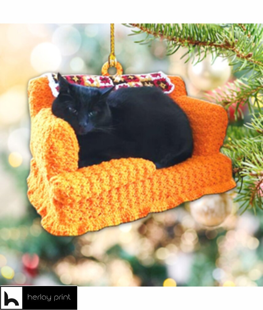 Cat On Chair Orange   Ornament