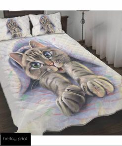 Cat in Blanket Quilt Bedding Set