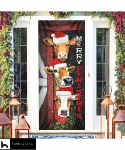 Cattle Cow Merry Christmas Door Cover