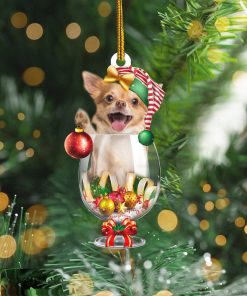 Chihuahua In Wine Glass Christmas Ornament Cute Dog Xmas Ornament Unique Christmas Tree Decor
