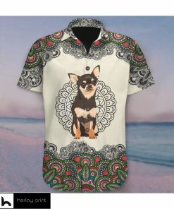 Chihuahua Mandala Hawaiian Shirt Dog Graphic Tee Mens Casual Summer Shirt Gift Ideas For Dad