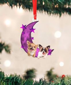 Chihuahua On Purple Moon Christmas Ornament Unique Puppy Dog Ornament Cute Christmas Gift 2021