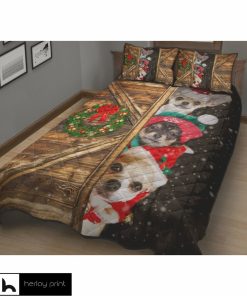 Chihuahua lovers christmas quilt bedding