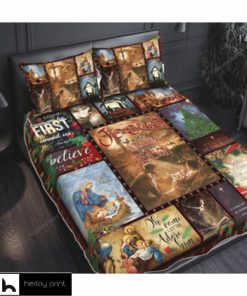 Christmas Quilt Bed Set, All the world is happy when Santa Claus comes