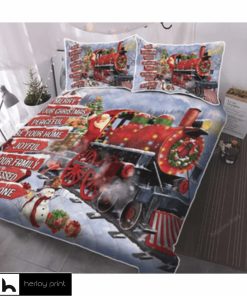 Christmas Santa Quilt Bed Set Welcome