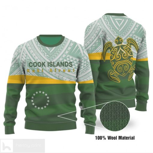 Cook islands flag turtle tattoo ugly christmas sweater