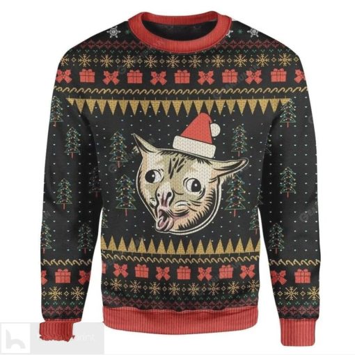 Coughing cat meme ugly christmas sweater