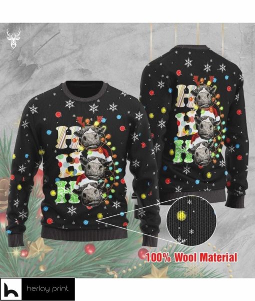 Cow Ho Ho Ho 3D Ugly Christmas Woolen Sweater