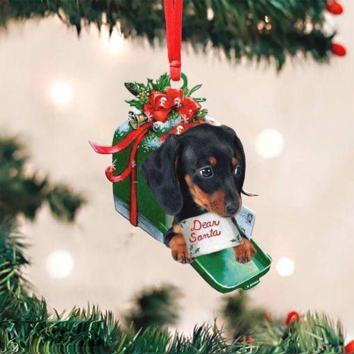 Dachshund With Dear Santa Letter Christmas Ornament Cute Dog Christmas Tree Ornament 2021 Gift