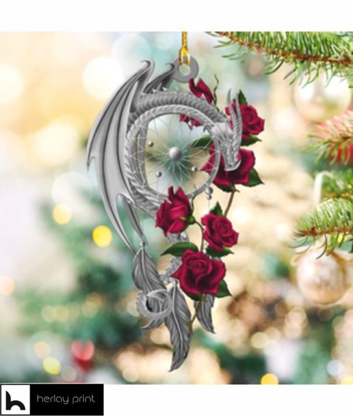 Dragon and Rose 5 Ornament