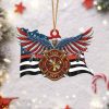 Firefighter Christmas Ornament Fire Department Eagle Red Line USA Flag Ornament Decorations