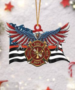 Firefighter Christmas Ornament Fire Department Eagle Red Line USA Flag Ornament Decorations
