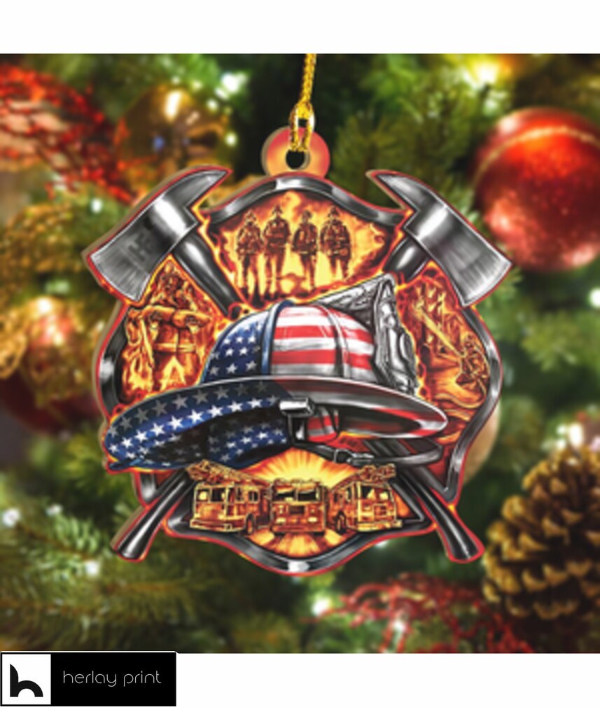 Firefighter merry christmas   Ornament
