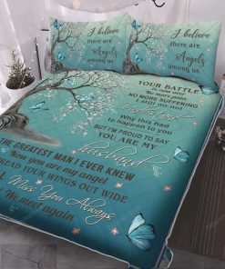 For Widowed Angel Husband In Heaven Butterfly Quilt Bed Set