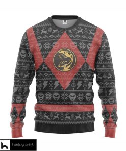 Gearhumans 3D PWR MM Red Power Ranger Ugly Christmas Sweater