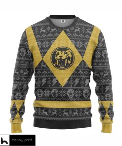 Gearhumans 3D PWR MM Yellow Ranger Ugly Christmas Sweater