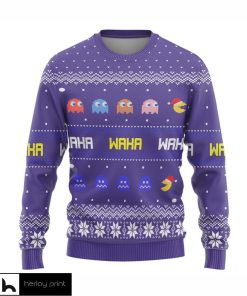 Gearhumans 3D PacMan Waka waka Ugly Christmas Custom Ugly Sweater