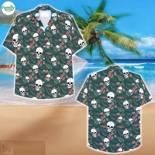 Human skull and Tropical flowers Shirt