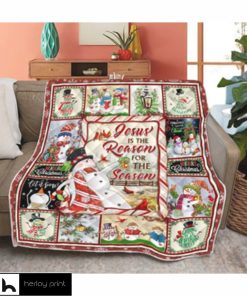 Jesus Is The Reason For The Season Snowman Quilt Blanket
