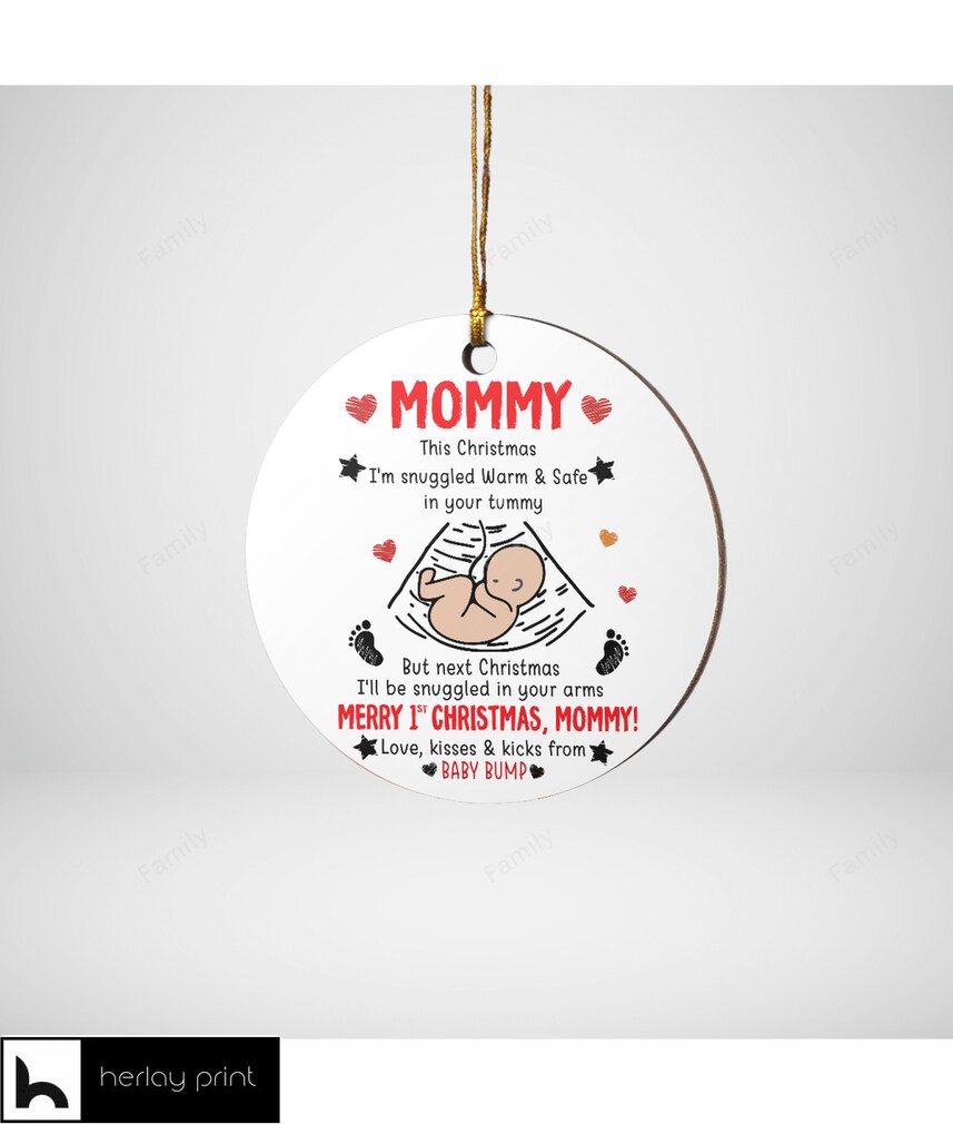 Merry 1st Christmas, Mommy Ornament Mug Christmas Gift