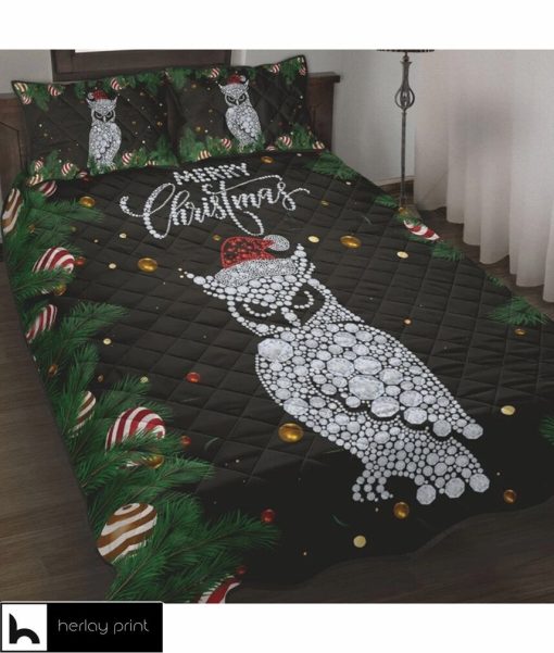 Owl Diamond Merry Christmas Bedding Quilt Christmas Gift Ornament