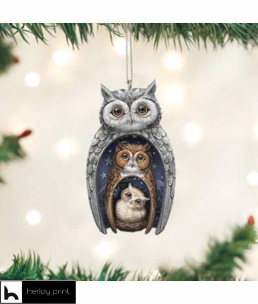 Owls family merry christmas Ornament