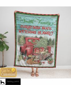 Personalized Christmas Movie Watching Fleece Blanket Quilt
