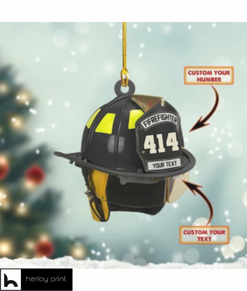 Personalized Firefighter Hat Xmas   Ornament