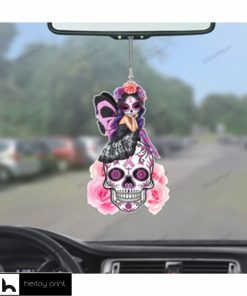 Pink Skull Breast Cancer Awareness Flat Car Ornament
